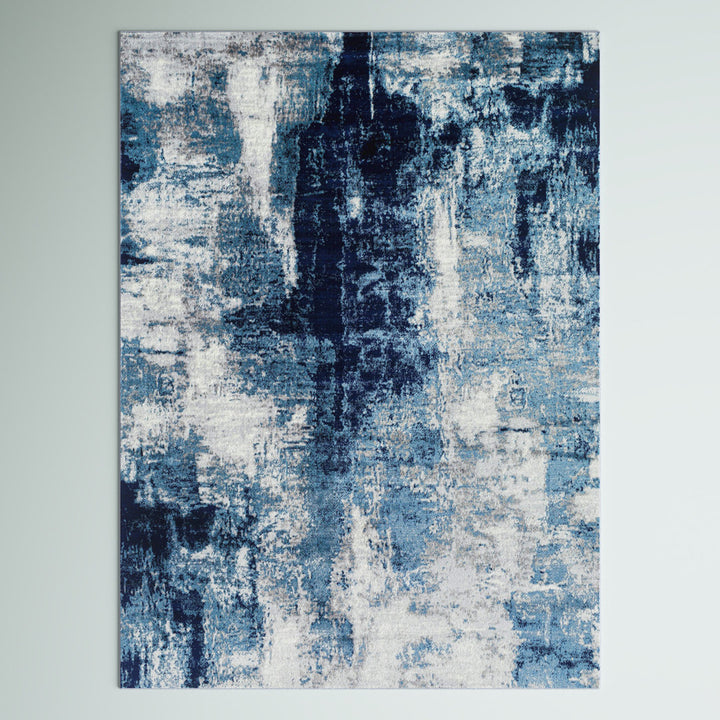 Cornwell Machine-Woven Abstract Aqua/Navy Area Rug Steelside™ Rug Size: Rectangle 6'7" x 9'