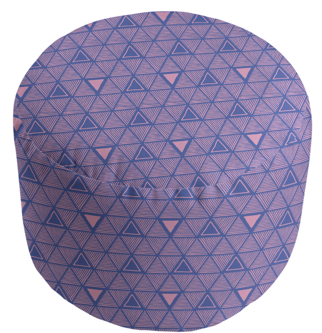 Full Color Hand Drawn Triangles Pouf East Urban Home Upholstery Color: Blue/Pink
