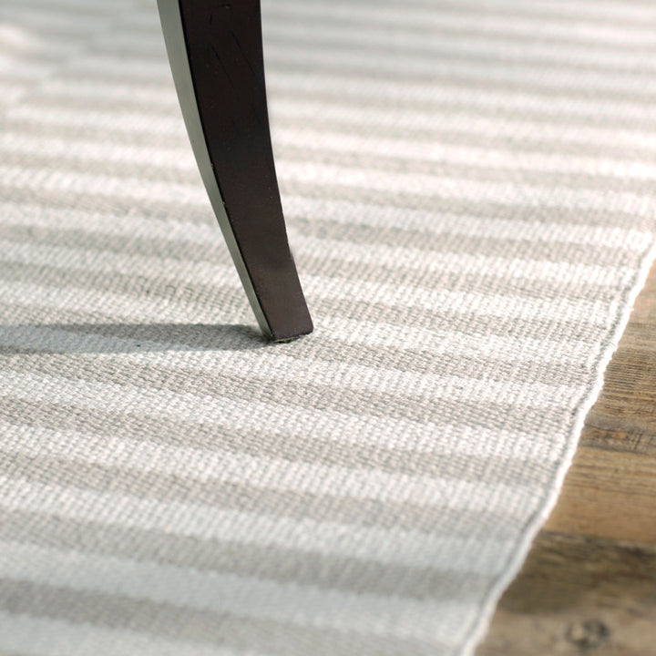 Ilona Striped Hand Loomed Cotton Area Rug in Ivory/Light Gray Birch Lane™ Rug Size: Runner 2'3" x 9'