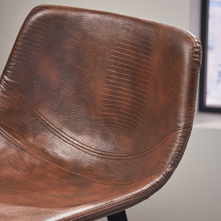 Kayenta 29" Bar Stool (Set of 2) 17 Stories Finish: Black, Upholstery: Snake Skin Brown