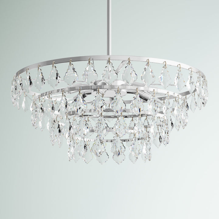 Marina 6 - Light Unique Tiered Chandelier with Crystal Greyleigh™ Size: 58" H x 24" W x 24" D Finish: Chrome