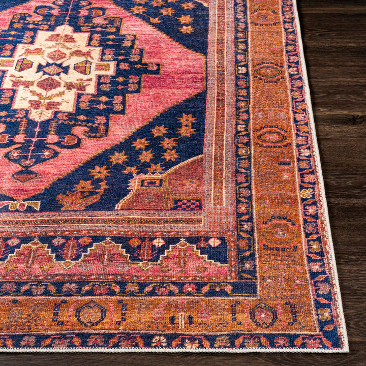 Westlake Machine Washable Oriental Dark Blue/Rose Area Rug Birch Lane™ Rug Size: Rectangle 5'3" x 7'3"