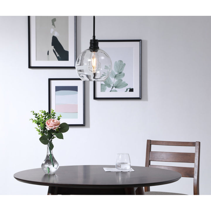 Hammel 1 - Light Single Globe Pendant Wade Logan® Size: 14.8" H x 12.5" W x 12.5" D Finish: Black