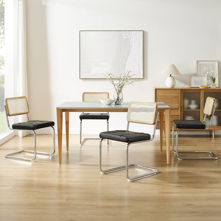 Staple Hill Upholstered Dining Side Chair with Cane Rattan Back (Set of 2) Bayou Breeze Upholstery Color: Black