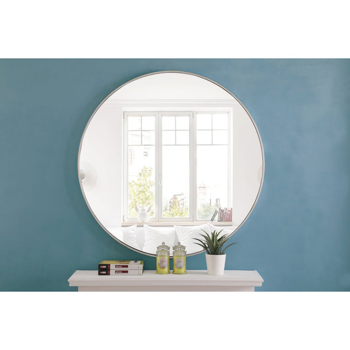 Sabine Metal Round Wall Mirror RE/FINE™ Size: 42" x 42" Finish: Silver