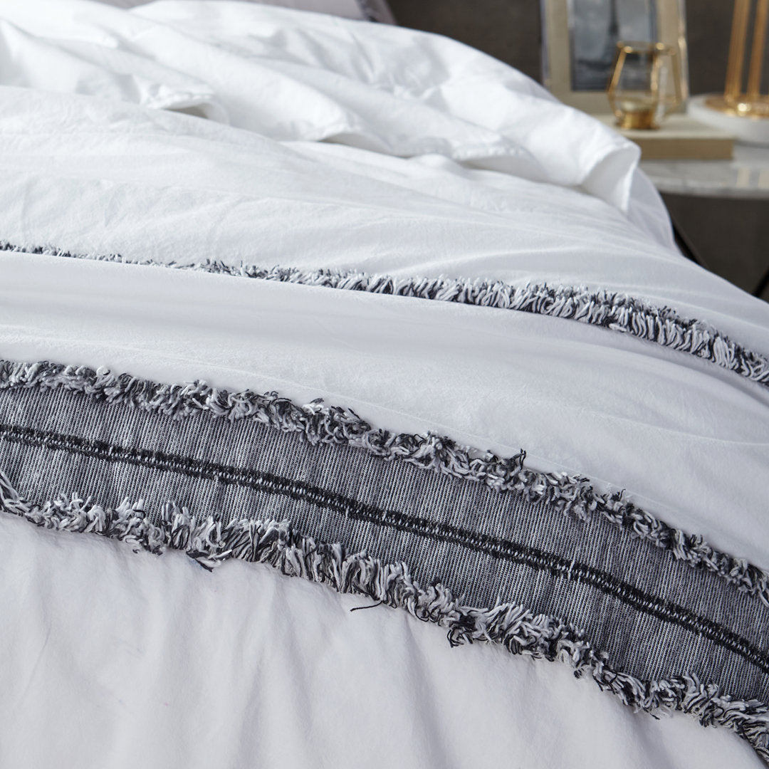 Portugal Boa Noite 200TC Washed Percale Cotton Fringe Duvet Cover Byourbed Size: King Duvet Cover