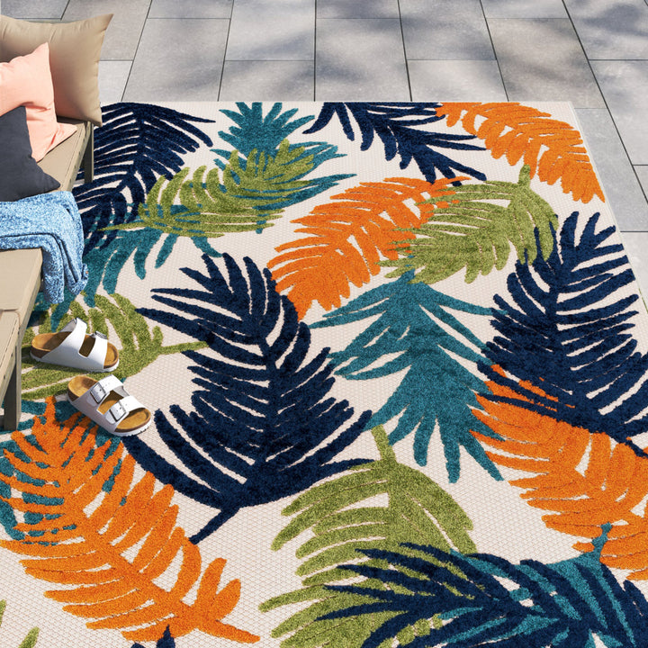 Hernandez Floral Blue/Green/Orange Indoor & Outdoor Area Rug Beachcrest Home™ Rug Size: Rectangle 7'10" x 10'