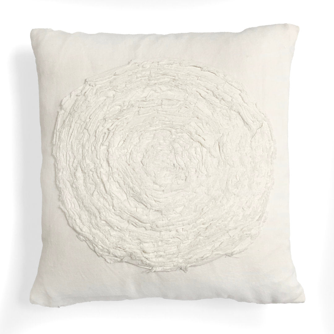 Rugged Flower Square Linen Pillow Cover & Insert Sabira Color: White
