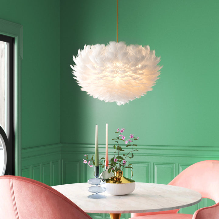 3 - Light Unique / Statement Globe Chandelier with Feather Accents Etta Avenue™ Shade Color: White