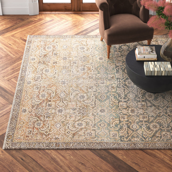 Ally Floral Southern Moss/Mallard Green/Pastel Yellow Area Rug Joss & Main Rug Size: Rectangle 7'10" x 9'10"