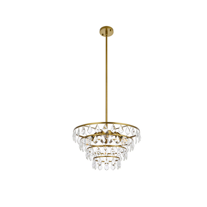 Marina 6 - Light Unique Tiered Chandelier with Crystal Greyleigh™ Size: 58" H x 28" W x 28" D Finish: Brass