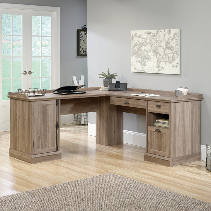 Evanjames L-Shaped Executive Desk Gracie Oaks Color: Salt Oak