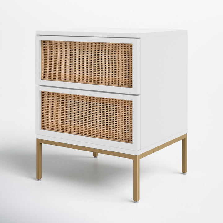 Prudhoe 2 Drawer Solid Wood Nightstand Sand & Stable™ Color: Gold/White