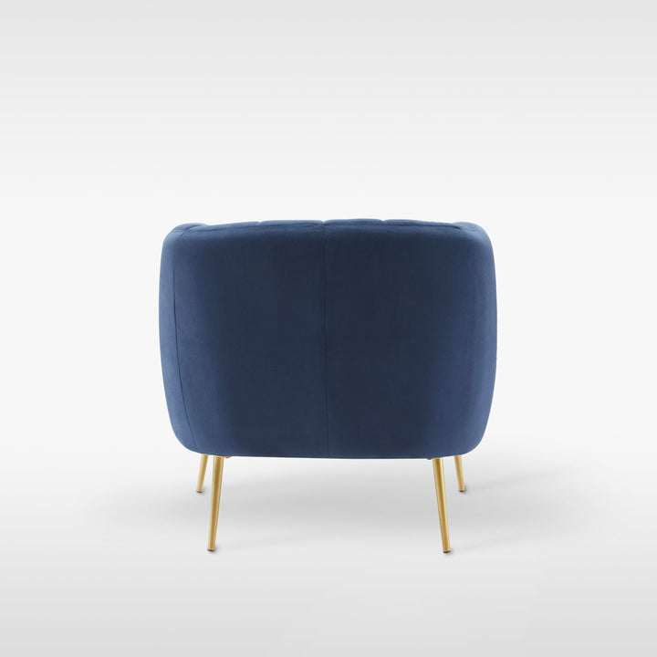 Samouri Modern Channel Tufted Barrel Accent Chair Willa Arlo™ Interiors Fabric: Navy Blue Velvet