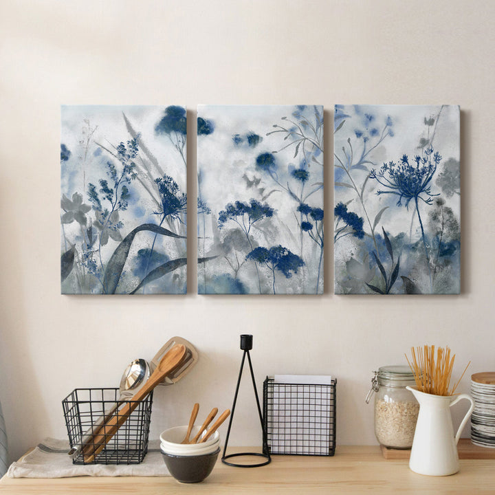 Inky Indigo - 3 Piece Picture Frame Print on Canvas Lark Manor™ Size: 48" H x 96" W x 1" D