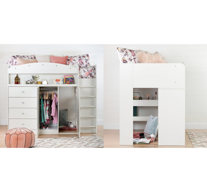Tiara Twin 4 Drawer Loft Bed with Built-in-Desk by South Shore South Shore