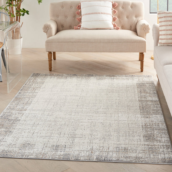 Adriao Geometric Gray/Ivory Area Rug Wade Logan® Rug Size: Rectangle 4' x 6'