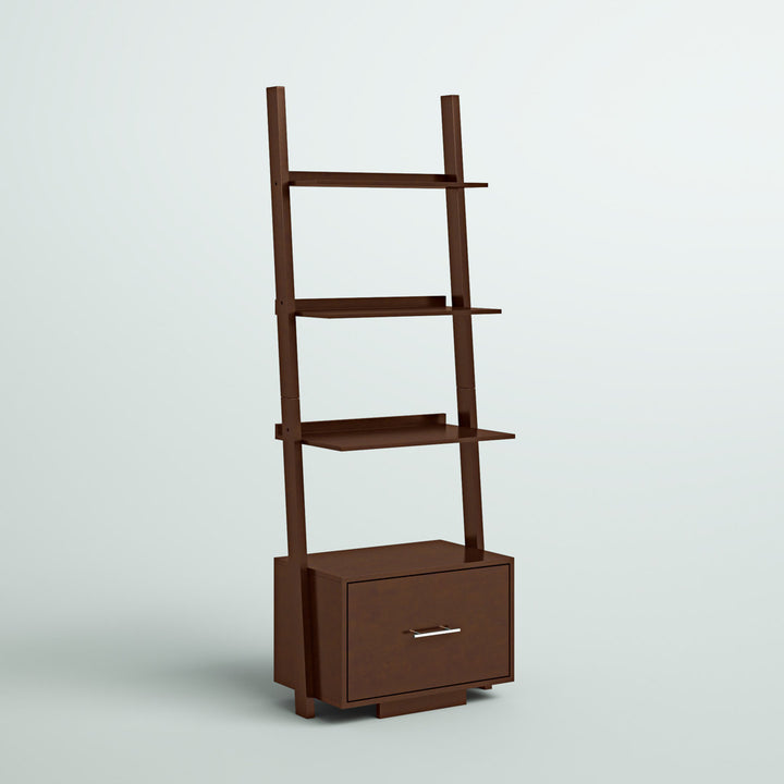 69'' H x 24.75'' W Solid Wood Ladder Bookcase Ebern Designs Color: Espresso