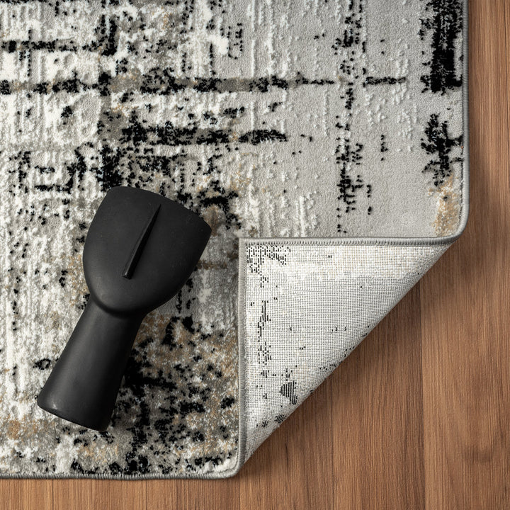 Kailianna Abstract Black/White Area Rug 17 Stories Rug Size: Rectangle 9' x 12'