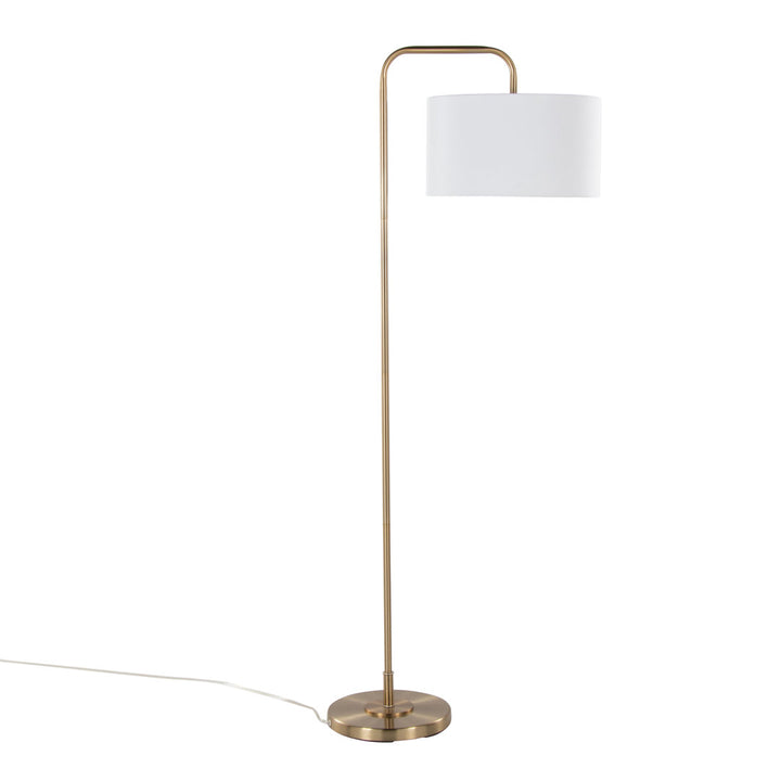 Batesville 63.75" Arched Floor Lamp Wade Logan® Base Finish: Plated Gold/Off-White Linen