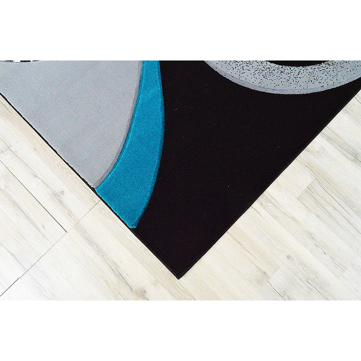 Mccampbell Abstract Turquoise/Gray/Black Area Rug Ivy Bronx Rug Size: Rectangle 8' x 11'