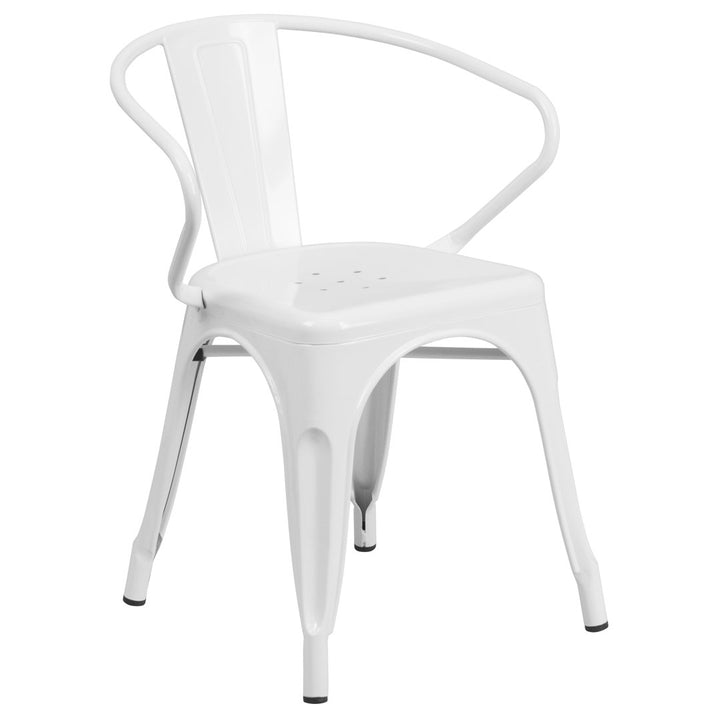 Hucheson Metal Indoor-Outdoor Chair with Arms Flash Furniture Seat Finish: White