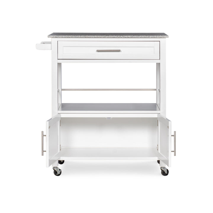 Ager Granite Top Kitchen Cart With Storage Space Latitude Run® Base Finish: White
