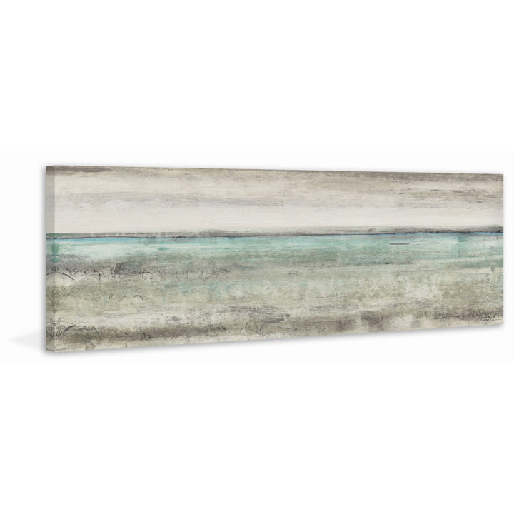 'Aqua Horizon IV' Acrylic Painting Print on Wrapped Canvas Highland Dunes Size: 15" H x 45" W x 1.5" D