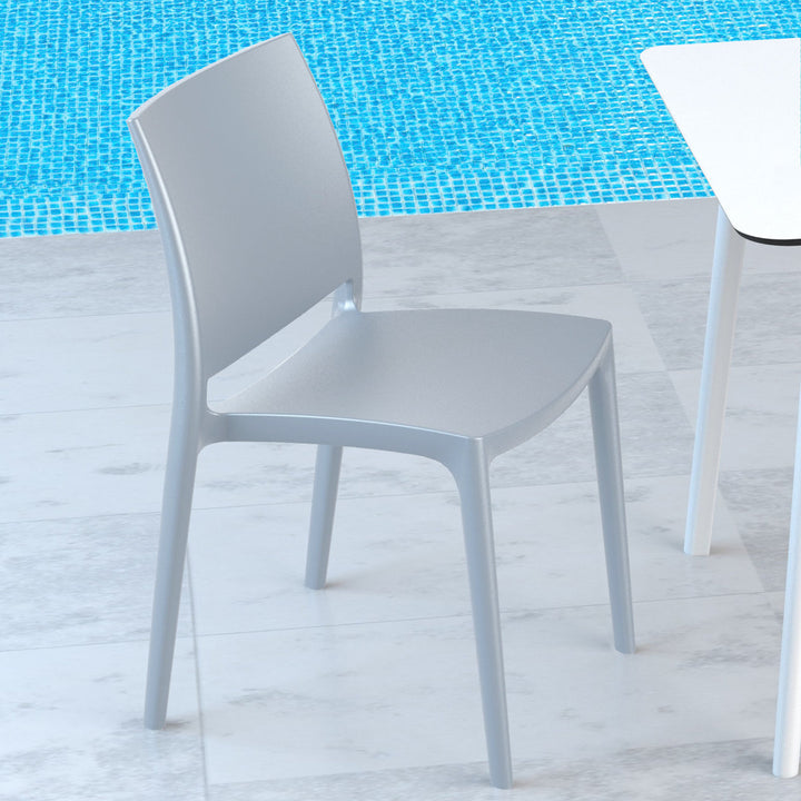 Burt Stacking Patio Dining Side Chair (Set of 2) AllModern Color: Silver Gray