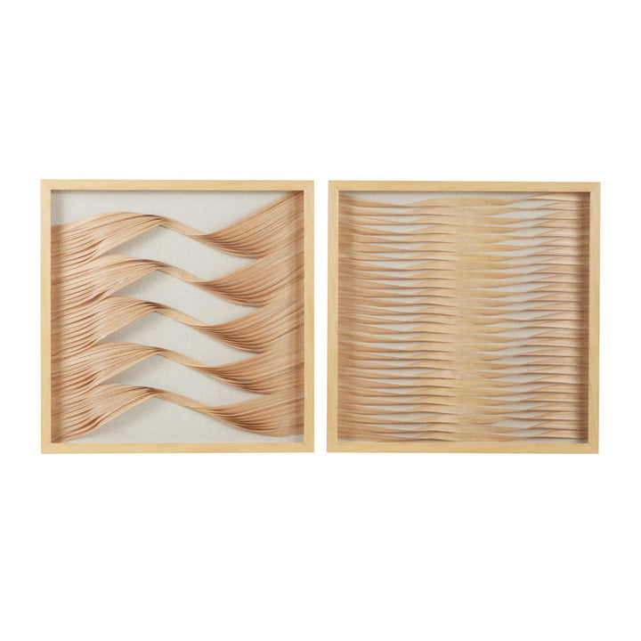 2 Piece Framed Wood Ribbon Shadow Boxes Wall Décor Set Joss & Main