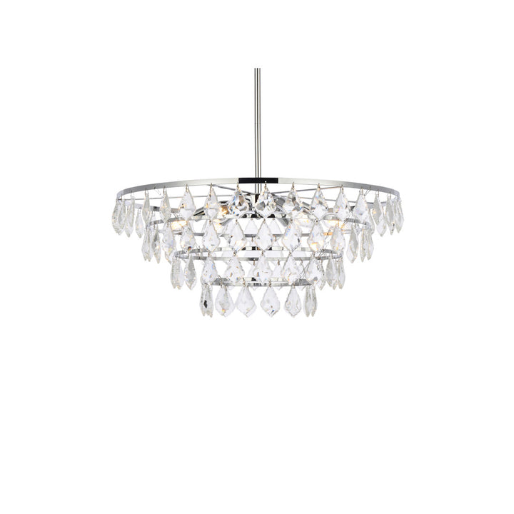 Marina 6 - Light Unique Tiered Chandelier with Crystal Greyleigh™ Size: 58" H x 24" W x 24" D Finish: Chrome