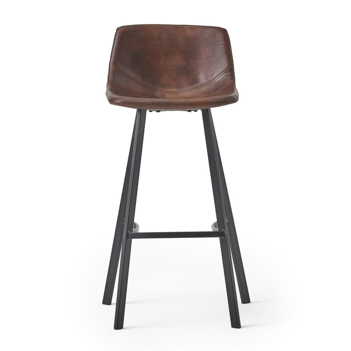 Kayenta 29" Bar Stool (Set of 2) 17 Stories Finish: Black, Upholstery: Snake Skin Brown