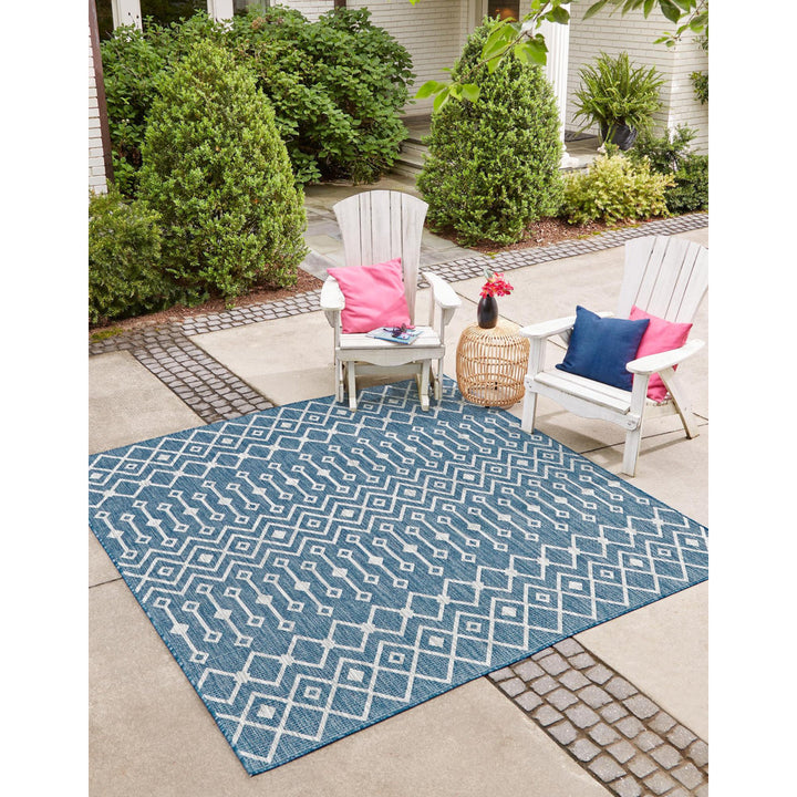 Innsbrook Southwestern Power Loom Teal Indoor/Outdoor Area Rug Laurel Foundry Modern Farmhouse® Rug Size: Square 5'