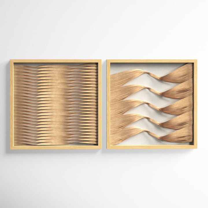 2 Piece Framed Wood Ribbon Shadow Boxes Wall Décor Set Joss & Main