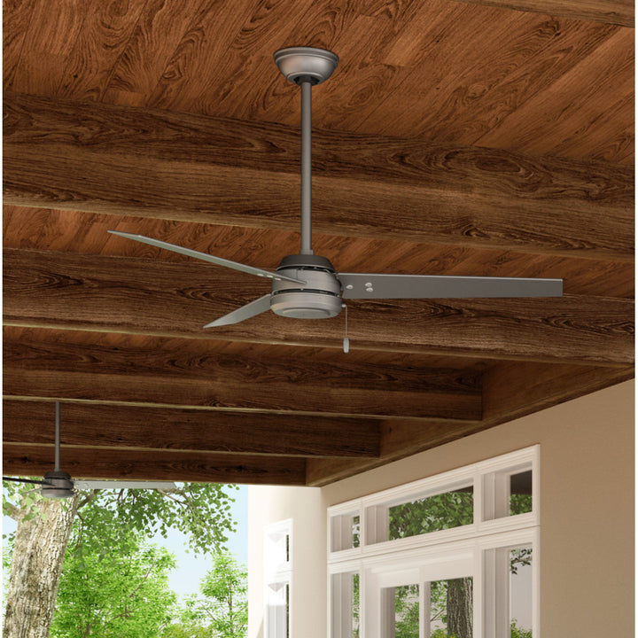 44" Cassius 3 - Blade Outdoor Standard Ceiling Fan with Pull Chain Hunter Fan Finish: Matte Silver