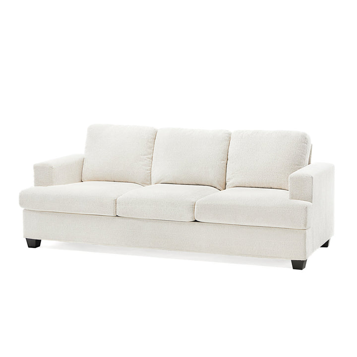 Belosic 89" Upholstered Deep Seat 3 Seater Sofa Wade Logan® Fabric: Beige Chenille