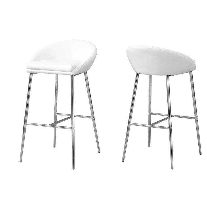 Glaser Bar Stool, Counter Height, Kitchen, Chrome, Contemporary (Set of 2) Wade Logan® Seat Height: Bar Stool (29.75" Seat Height ), Upholstery: White