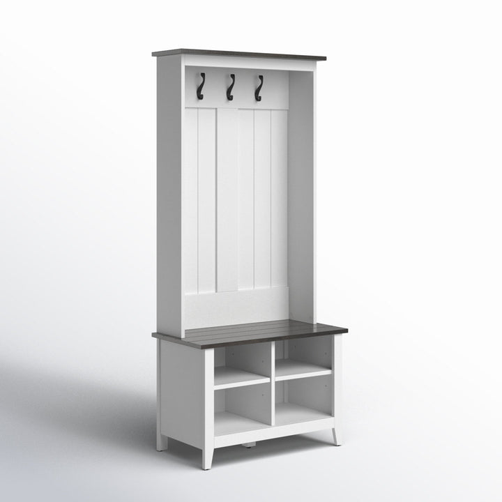 Cleobury Hall Tree with Bench and Shoe Storage Laurel Foundry Modern Farmhouse® Color: White