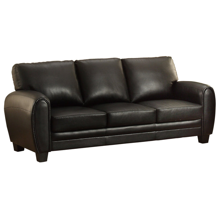 Coombs 85" Faux Leather Round Arm Sofa Lark Manor™ Upholstery Color: Black Faux Leather