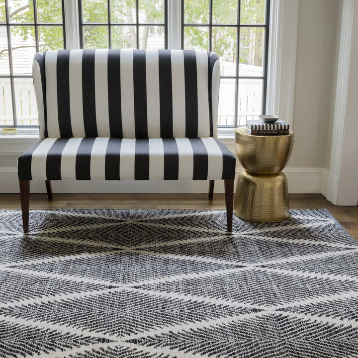 River Geometric Handmade Flatweave Black/Ivory Indoor/Outdoor Area Rug Erin Gates by Momeni Rug Size: Rectangle 5' x 7'6"