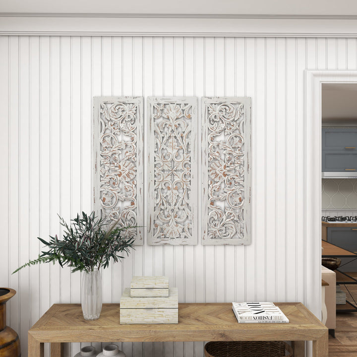 Wooden Handmade Intricately Carved Floral Home Wall Decor Kelly Clarkson Home