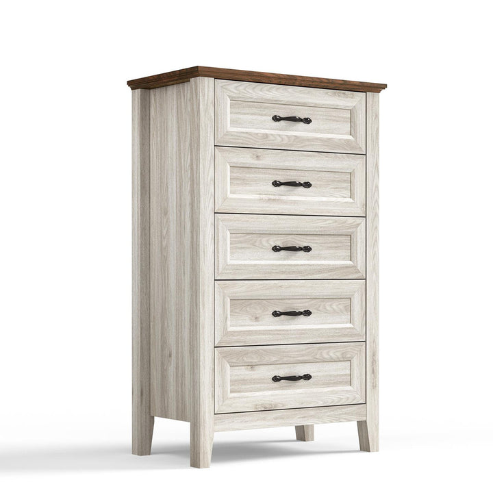 Humphrey 5 Drawer 27.5" W Chest Laurel Foundry Modern Farmhouse® Color: Antique White/Brown