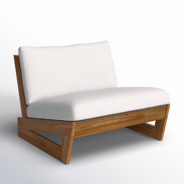 Louise Patio Chair with Cushions AllModern Frame Color/Cushion Color: Teak Frame/White Cushion