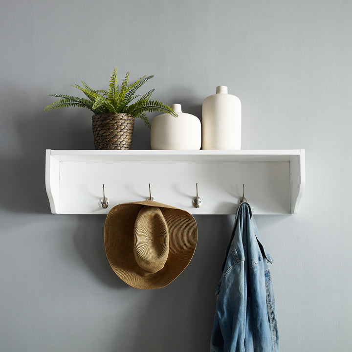 Crestshire 1 Piece Rectangle Floating Shelf with Hooks Laurel Foundry Modern Farmhouse® Finish: White