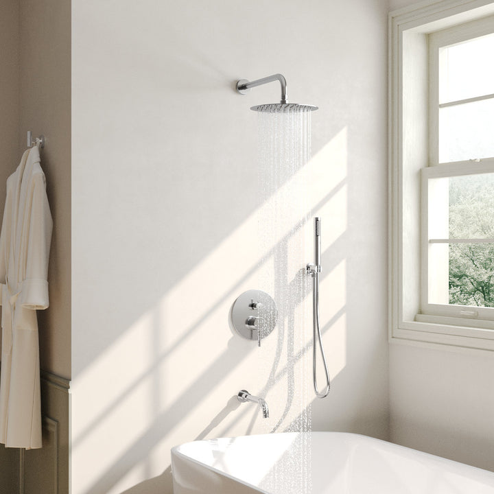 10" High-Pressure Wall Mount Rainfall Tub And Shower Faucet with Rough-in Valve EVERSTEIN Finish: Chrome