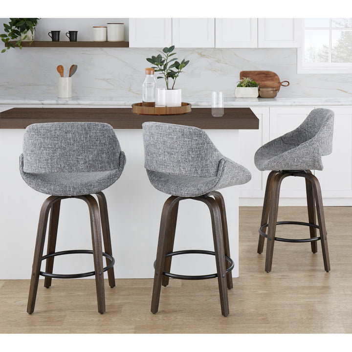 Lakyia Upholstered Bar & Counter Stool with Round Footrest George Oliver Upholstery: Blue, Seat Height: Bar Stool (30" Seat Height)