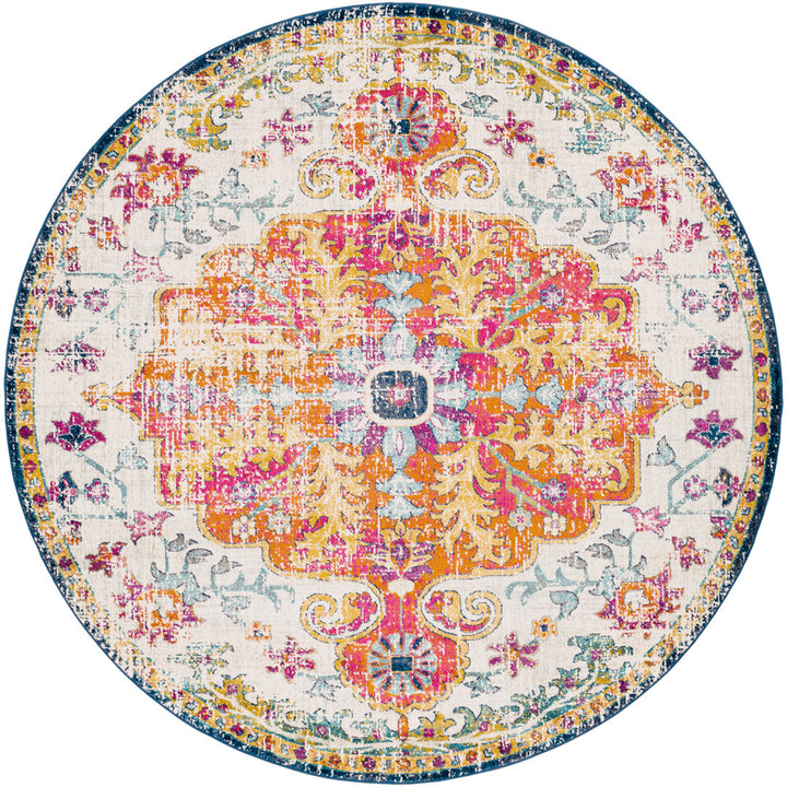 Hillsby Oriental Blue/Orange Area Rug Mistana™ Rug Size: Round 10'