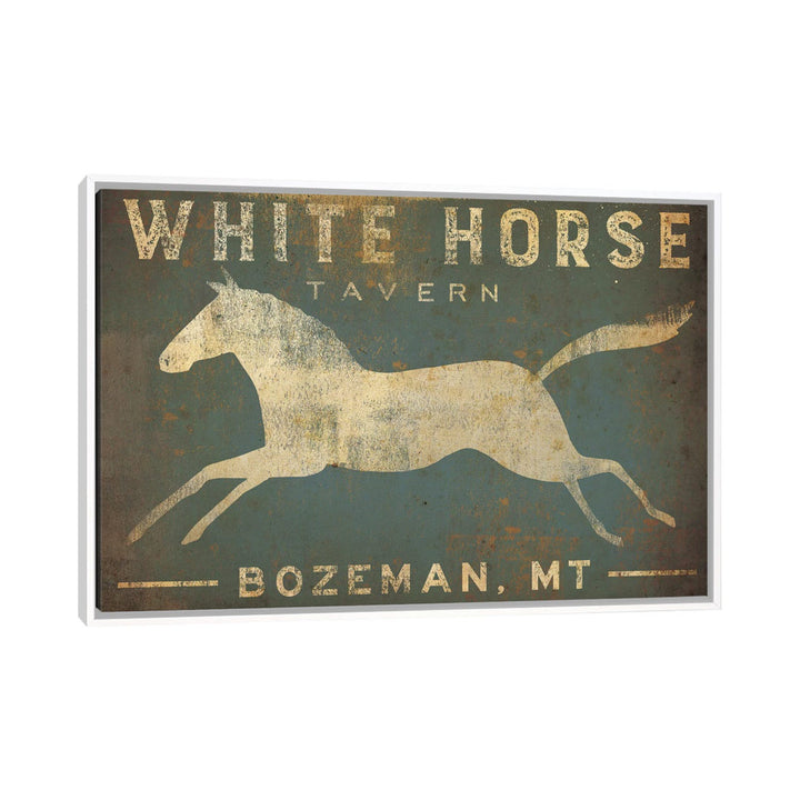 White Horse Tavern Textual Art on Wrapped Canvas East Urban Home Size: 32" H x 48" W x 1.5" D Format: White Framed