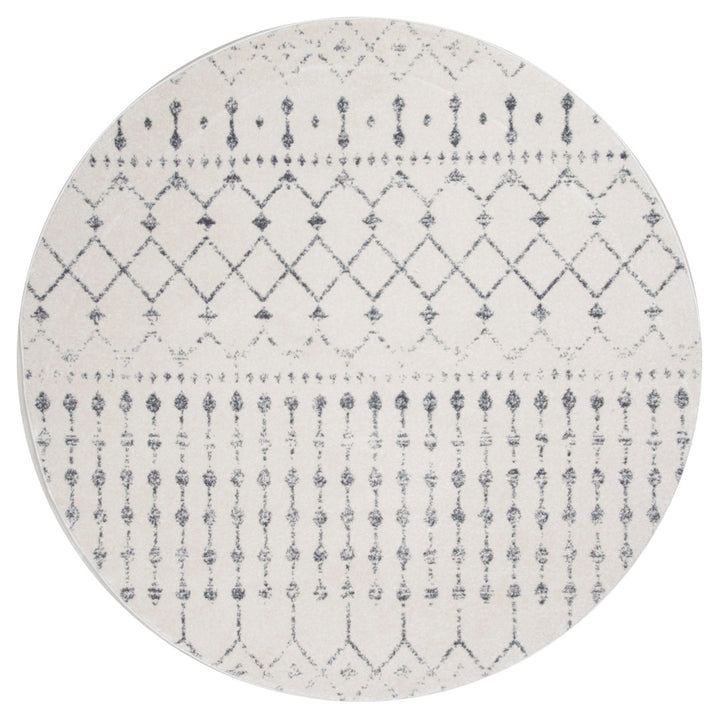 Giannini Geometric Moroccan Area Rug in Gray/ Off White Union Rustic Rug Size: Round 8'