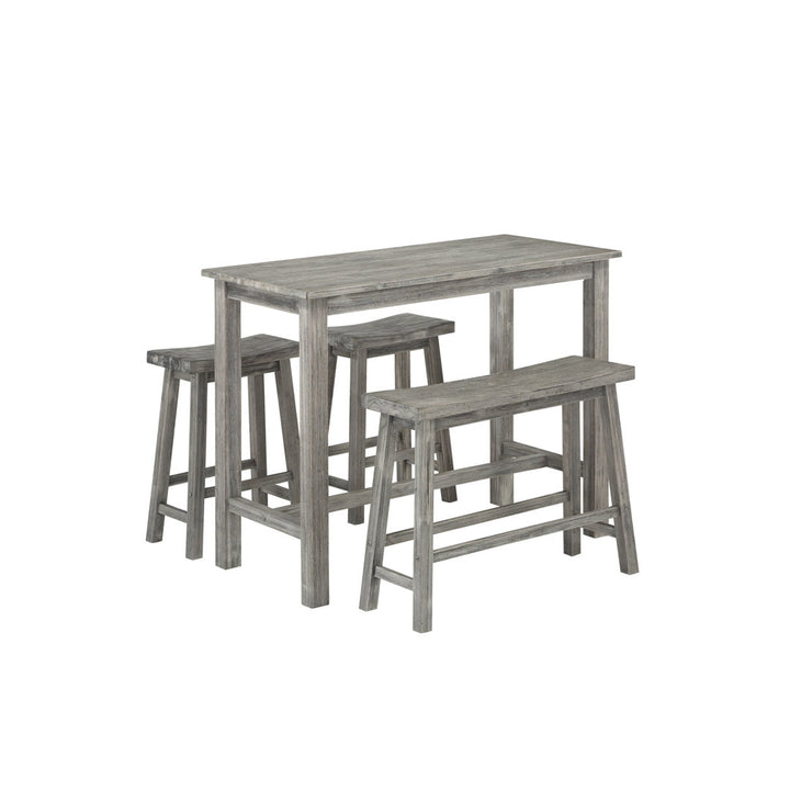 Colynn 4 - Person Counter Height Rubberwood Solid Wood Dining Set Dakota Fields Color: Storm Gray Wire-Brush